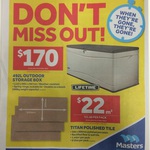 $170 Lifetime 492L Outdoor Storage Box @ Masters Home Improvement Instore Only