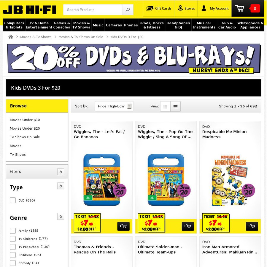 3 Kids DVDs for 20 JB Hi Fi OzBargain