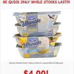 Danone Ultimate Greek Yoghurt - Vanilla or Layered Bliss 24x125g (3kg) $4 @ NQR VIC
