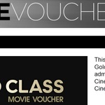 Gold Class Movie Tickets X 3 for $95 for Village Cinema