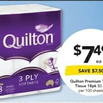 [QLD] Quilton 3ply Toilet Tissue 18pk $7.49 @ Drakes
