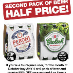 ALL Stores: DISCOUNTED BEER; Check-in with FourSquare. 2nd 6-Pack Half Price @ 1st Choice Liquor