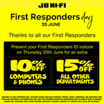 10% off Computers &Phones, 15% off All Other Departments @ JB HIFI- Healthcare Workers