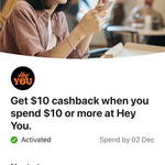 Commbank Rewards Spend $10 Get $10 Back @ Hey You