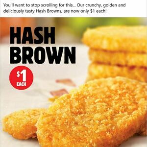 Hash Browns $1 All Day @ Hungry Jack's - OzBargain