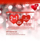 Gloria Jeans 2 for 1 Coffee Coupon Voucher- Happy Valentine Day