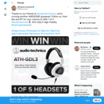 Win 1 of 5 Audio-Technica ATH-GDL3 High-Fidelity Gaming Headsets Worth $169.95 from EB Games