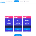 Lebara Prepaid Mobile: 30-Day 100GB $12 (Was 50GB, $39.90), 8GB $5 (Was 4GB, $14.90), 360-Day 180GB $150 (Was $200)