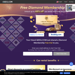 Free 1 Month QEEQ Diamond Membership: Get Extra 7% Genius Discount at Booking.com & 10% off at Musement.com @ QEEQ