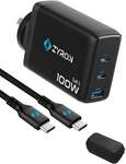 Zyron 3-Port 100W GaN 3 Charger Dual USB-C with 45W PPS + 2m C to C Cable + Hard Case for $54.99 Delivered @ Zyron Tech AU
