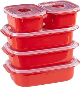 Décor Microsafe Oblong Set, Pack of 5 Pieces, Red $10.50 + Delivery ($0 with Prime/ $59 Spend) @ Amazon AU