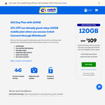 365-Day Prepaid Mobile Plan WhistleOut Offer: 120GB $109 Delivered (Was $150) @ Catch Connect