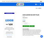 365-Day Prepaid Mobile Plan 120GB $109 Delivered (Was $150) @ Catch Connect