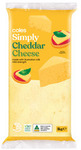 Coles Simply Cheddar Cheese Block 1kg $8.70 @ Coles