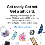 $40-$320 Bonus Apple Gift Card with Purchase of Select Products @ Apple