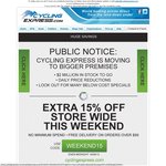 CyclingExpress 15% off This Weekend. Free Delivery over $100