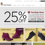 Hush Puppies 25% off "The Body Shoe Collection"