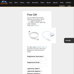 Free Gift of Either 1x Lightning Cable or 1x Lightning Adapter When You Register