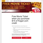 Free movie ticket when you buy $15 dollars of Kogan credit.