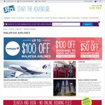 STA Travel - $100 off Flights to Europe/India, $50 off Flights to Asia with Malaysia Airlines
