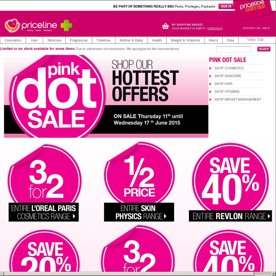 Priceline Pink Dot Sale - 40% off Revlon Range, $10 Maybelline Mascaras ...