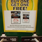 $50 Adrenalin Gift Cards - Buy 1 Get 1 FREE @ Woolworths