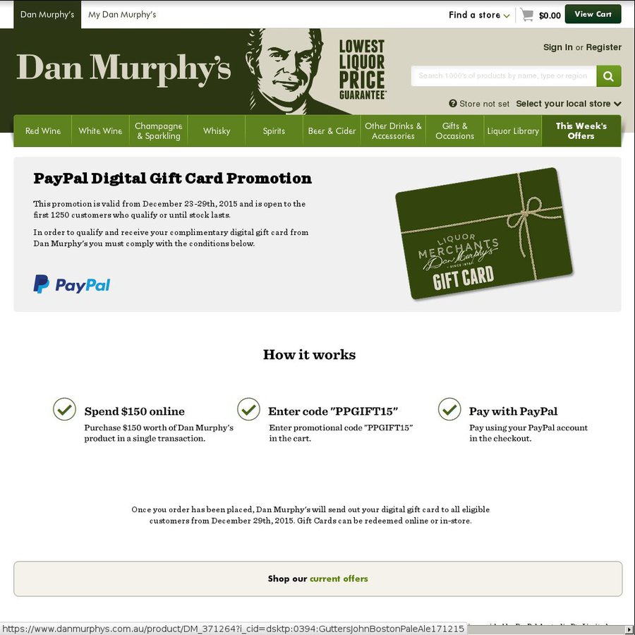 Dan murphy's on sale gift card