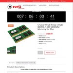Crucial 16GB Kit (2x 8GB) DDR3L-1333 Memory for Mac AU $112.5 Delivered (Was $159) @ TOPLI.com.au