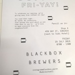 Free Coffee at Blackbox Brewers between 7AM to 3PM, Friday 29 July Subiaco, Perth