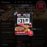 30% off Domino's Extra Value, Chef's and Traditional Range Pizzas Pick-Up or Delivered