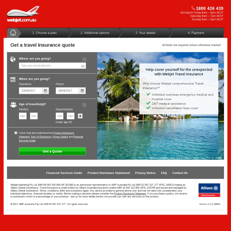 Travel Frenzy Webjet (Allianz) Travel Insurance 20% off ...