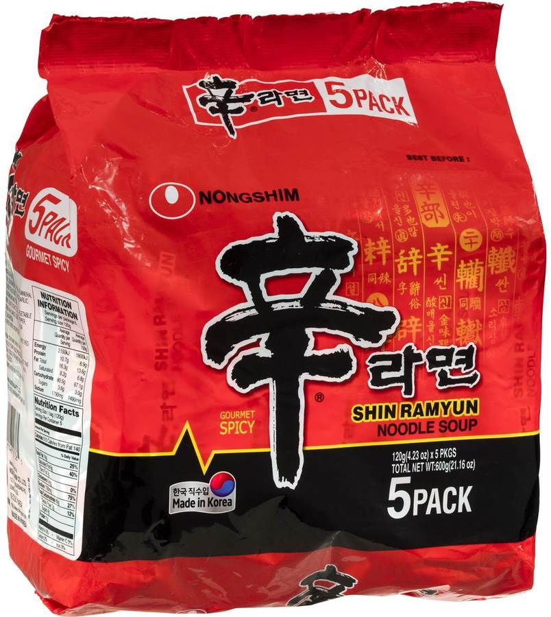 Nongshim Shin Ramyun Noodle Soup 5 Pack $3 @ Woolworths - OzBargain