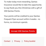 200 Free Qantas Points For Existing Qantas Health or Life Insurance Policy Holders (Activation via e-mail Required)