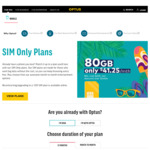 Optus SIM Only Plan 80 GB for $41.25 Per Month - 12 Month contract
