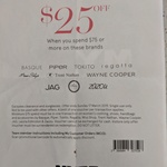 $25 off $75 Minimum Spend on Select Brands at Myer (Requires Voucher on Purchase)