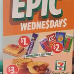 7-Eleven Epic Wednesday $1 Snack Sausage Roll, $2 Oak Milk 600mL, $3 Beef Pie