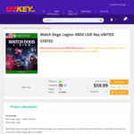 [XB1] Watch Dogs: Legion US$42.39 (~A$60.13) @U2KEY