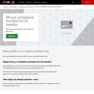 NAB Low Rate Visa Card (No Annual Fee for Life of The Card, Usually $59)