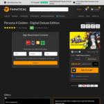[PC, Steam] Persona 4: Golden - Digital Deluxe Edition $19.37 @ Fanatical