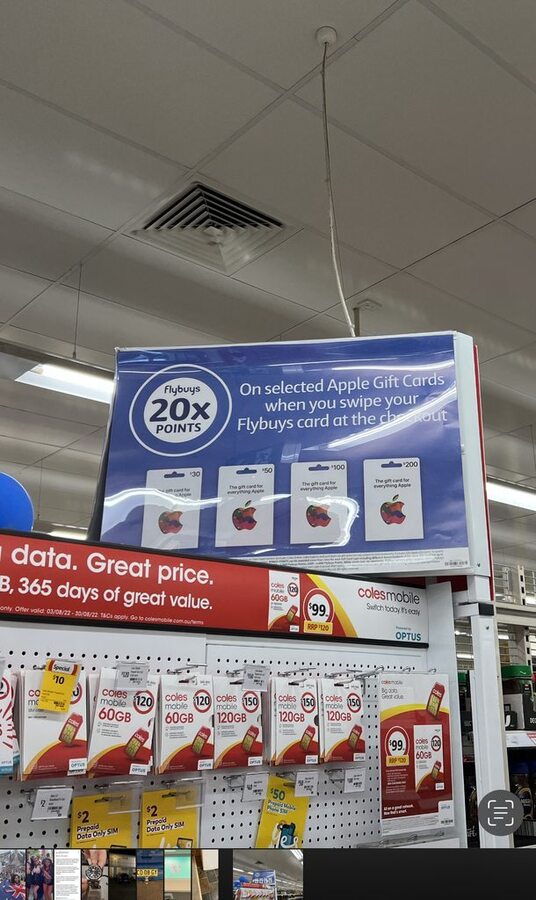 20x Flybuys Points with Apple Gift Card (Limit 50,000 Pts/Account, Excludes  $20 GC) @ Coles : r/OzBargain