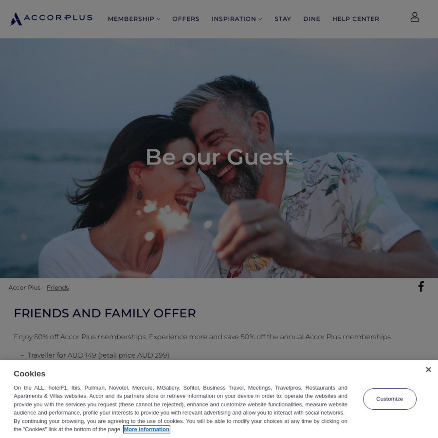 50 off Accor Plus e.g. Explorer Membership (Includes Stay Plus Complimentary Night) 12Months