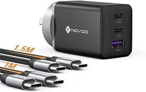 NOVOO 67W USB-C Charger with 2x 100W Cables, GaN III 3-Port $31.98 + Del ($0 with Prime/ $59 Spend) @ Mbest-AU via Amazon AU