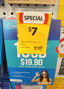 Lebara 30-Day Prepaid Starter SIM: 15GB $7 (Was $19.90) | 100GB $14 (Was $39.90) @ Coles (in-Store Only)