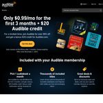 US$0.99/Mo for The First 3 Months + $20 Audible Credit @ Audible US