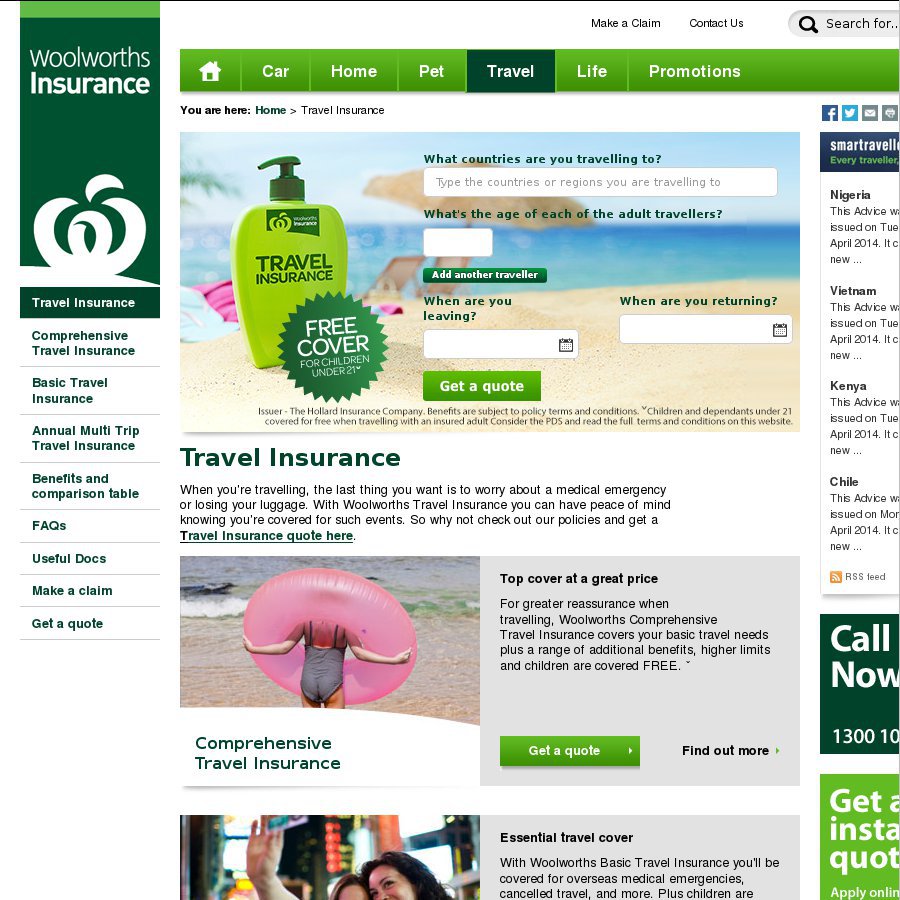 does woolworths have travel insurance