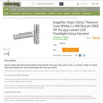 EagleTac D25C Clicky Titanium Cool White Torch $39.95 USD + $11 USD Shipping (~ $71 AUD Shipped) @ Going Gear