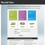 2016 Herald Sun & The Weekly Times University Offers: $25