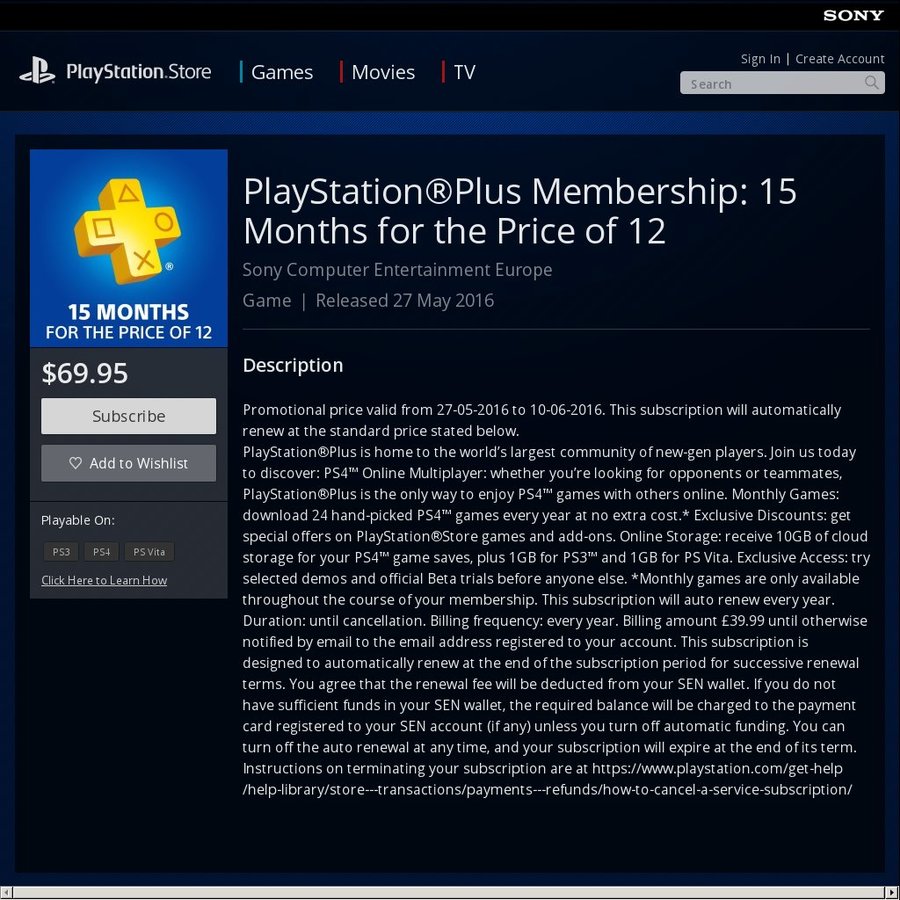psn monthly cost