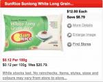 SunRice Long Grain 10kg for $12 Save $8.79 at Coles