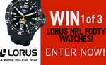 Win 1 of 3 Black Dial Lorus NRL Watches Worth $95 from Seven Network